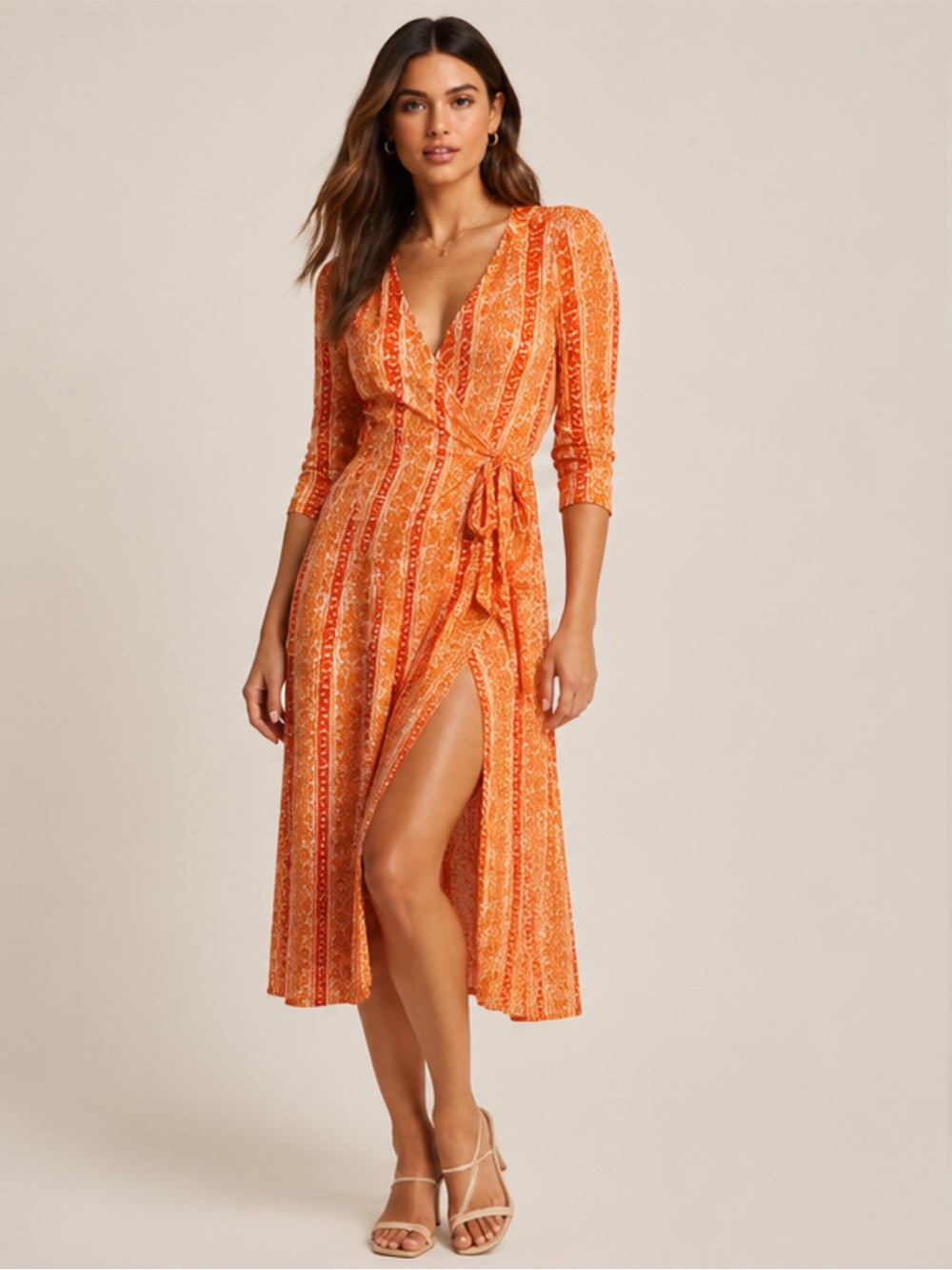 DIANE VON FURSTENBERG Julian Graphic Wrap Dress Oasis Snakeskin Size 6